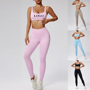 Alta calidad mujeres deporte Fitness entrenamiento dos piezas Yoga conjuntos sujetador con Legging entrenamiento gimnasio Fitness - Product Image 1
