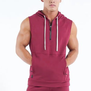 Sudadera con capucha sin mangas de gimnasio de calidad premium Camisetas sin mangas con capucha de entrenamiento para hombres Chaleco de secado rápido Sudaderas con capucha sin mangas - Product Image 1