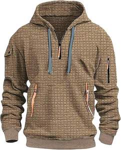 Men's Tactical Sweatshirt Solid Quarter <b>Zip</b> Pullover Hoodie <b>Pockets</b> Workout Running Active Made Fleece Fabric Sports industry - Product Image 2