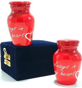 โกศจิตรกรรมขนาดเล็กพร้อมกล่องกํามะหยี่พรีเมี่ยม - โกศขนาดเล็กสีน้ําเงินและสีดําสําหรับเถ้า - หนึ่งกับนก (อยู่ในหัวใจของฉันตลอดกาล) - Product Image 5