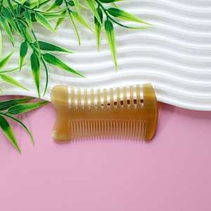 หวีทำมือจากเขาธรรมชาติ ขัดเงา ดีไซน์สวยงาม ซี่กว้าง ป้องกันผมแตก สำหรับผมหยิกหนา - Product Image 3