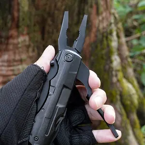Junzhuo Pince à couteau de poche multifonctionnelle de qualité industrielle Mini équipement de camping portable en gris bleu noir personnalisable