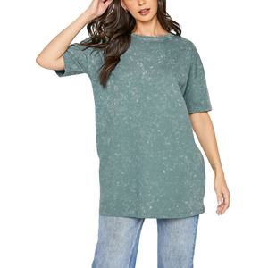 T-shirt femme délavé à l'acide 180 GSM en coton respirant, style vintage décontracté, fabricant OEM personnalisé pour femmes - Product Image 1