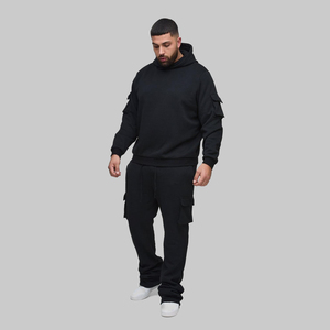 Vente en gros de survêtement 6 poches 100% coton 400 GSM, pantalon surdimensionné empilé et sweat à capuche, survêtement d'hiver pour hommes - Product Image 4