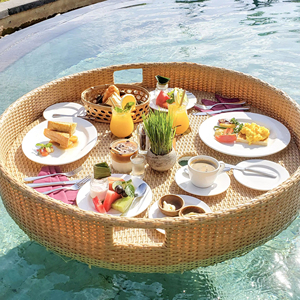 Plateau flottant pour piscine en poly rotin fabriqué au Vietnam, panier de service pour les fêtes - Product Image 1