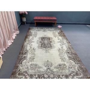 พรมวินเทจสไตล์ตุรกี ขนาด 5.8x9.5 ฟุต พรมขนาดใหญ่ สีน้ำตาลล้วน - Product Image 5