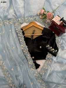 Collection de saris pour femmes, style indien moderne, en soie Fendy, avec lits, travail de fils et de sequins, pour les festivals et les occasions spéciales - Product Image 5