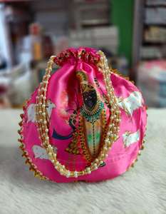 Bolso Potli Étnico de Diseño Artesanal para Novia, Bolso de Noche Potli de Diseño, Bolso Potli Pequeño Hecho a Mano - Product Image 1