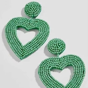 Pendientes Colgantes de Corazón Abierto con Cuentas de Color Verde Menta, Joyería de Moda Pastel, Venta al por Mayor de Moda de Verano - Product Image 1