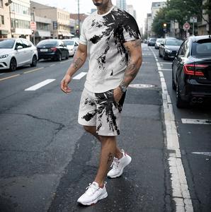 Nouveaux hommes T-shirt ensemble été fitness jogging mode haute qualité décontracté rue shorts à manches courtes 2 pièces ensemble - Product Image 2