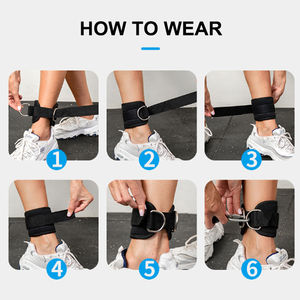 สายรัดข้อเท้าแบบปรับได้เอง ผลิตจากผ้าสแปนเด็กซ์และไนลอน ทนทาน ระบายอากาศได้ดี พร้อมแผ่นรองเสริม สำหรับยกน้ำหนักในยิม พร้อมห่วงรูปตัว D สำหรับสายเคเบิล - Product Image 4