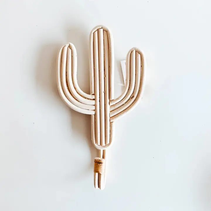 Cheapest price cactus shaped wall mounted hook rattan wall hanging hooks wholesale from Vietnam factory