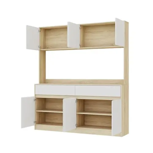 Aparador moderno de madera con estantes abiertos y cajones de almacenamiento para muebles de cocina o comedor - Product Image 4
