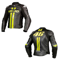 Jaket Motor Musim Dingin VR46 Unisex Slim dari Kulit PU dengan Kerah Tegak, Tahan Angin, dan Penutup Ritsleting