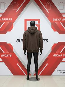 Sweat à capuche surdimensionné pour homme en tissu polaire doux, couleur marron uni, effet délavé, avec poche kangourou. - Product Image 4