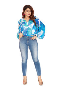 Collection d'été Premium 2024 dernières chemises occidentales grande taille pour les chemises à col en V imprimées à fleurs numériques pour femmes - Product Image 4