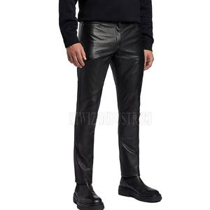 กางเกงหนังเอวสูงระบายอากาศสไตล์ลำลองของผู้ชายกางเกงแฟชั่นแบบตรง - Product Image 2