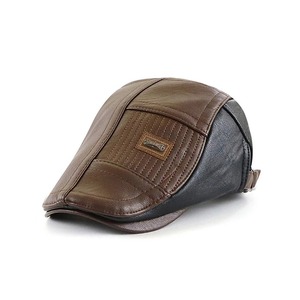 Bérets classiques chapeau en cuir véritable peintre casquettes hommes béret britannique mode bureau bonnets automne hiver Cabbie chapeaux boucle Gorras - Product Image 5
