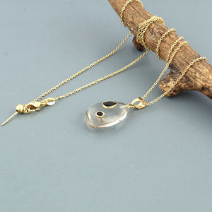 New <b>fashion</b> jewelry fancy shape crystal quartz gemstone <b>pendant</b> 18k gold plated double bezel charm accent wholesale <b>necklace</b> - Product Image 5