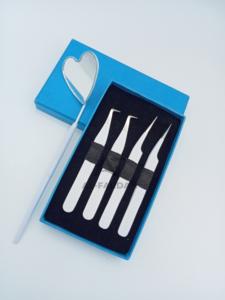 แหนบขนตาปลอมทำจากสเตนเลสปลายแหลมสูงแบบญี่ปุ่นรองเท้าบูททรงตรง90องศาพร้อมที่จับกระจกรูปหัวใจด้านสีขาว - Product Image 3