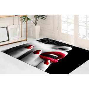 Tapis en chenille Red Lip Woman : Tapis d'appoint sensuel Pop Art, Tapis doux non tissé - Product Image 1