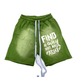 Pantalones cortos de verano lavados con ácido para hombre con serigrafía personalizada, pantalones cortos de sudor de algodón 100% Vintage Sun Fade para hombre adulto, estilo informal sólido - Product Image 6