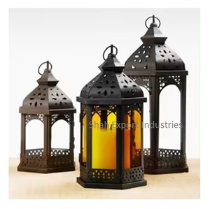 Best Quality <b>Glass</b>/iron Candle <b>Lantern</b> Black Finished for Home and Garden Decorative Handmade Floor <b>Lanterns</b> Set - Product Image 5