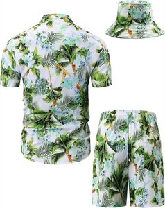 Conjunto Hawaiano Estampado para Hombre, Transpirable, 3 Piezas, con Camisa, Pantalones Cortos y Sombrero, para Viajes de Verano y Playa, Ropa OEM - Product Image 6