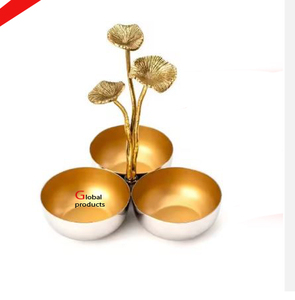 Bol de service de nourriture en aluminium doré de forme ronde en métal fini de fantaisie pour restaurant et bar d'hôtel - Product Image 5