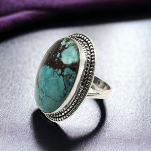 Nueva llegada 925 plata esterlina turquesa natural piedra preciosa forma ovalada anillo joyería hecha a mano precio al por mayor proveedores a granel India - Product Image 2