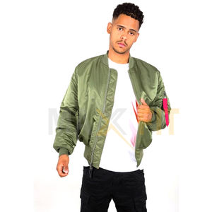 2025 nouveauté hommes décontracté Bomber veste personnalisé de haute qualité Style collège avec col montant toile tissu haut Design - Product Image 3