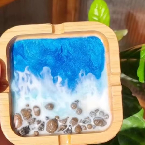 Nueva Llegada Modern JOINT COUSTEM Diseño Forma Resina epoxi y Cenicero de madera Junta Color personalizado Logo Portátil Interior y exterior - Product Image 1