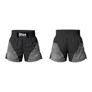 Personnalisable MMA Fight Shorts Hommes Floral Brodé Tissu Peigné Gym Porter Volants Taille Haute Cordon Fermeture Respirant - Product Image 3