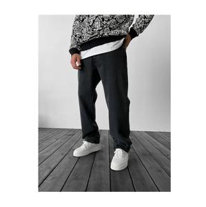 Pantalones Vaqueros de Mezclilla Tejida de Estilo Hip Hop para Hombre, Pierna Ancha, 100% Algodón, Ecológicos, Lavados, Casuales, Deportivos, Ropa de Calle, Invierno/Primavera, Secado Rápido - Product Image 1