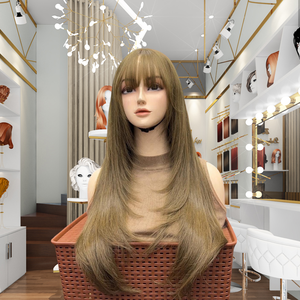 Peluca frontal de encaje HD sin pegamento para mujer de Ciudad Ho Chi Minh Línea de cabello natural y color personalizable - Product Image 1