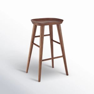 Ghế đẩu quầy <span class=keywords><strong>bar</strong></span> gỗ sồi nguyên khối hiện đại phong cách Bắc Âu không lưng tựa, kiểu yên ngựa, dành cho đảo bếp, nhà hàng, khách sạn - Product Image 1