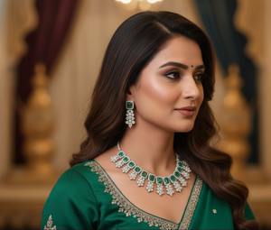 Conjunto de Collar y Aretes de Lujo con Esmeralda Cuadrada de Alta Calidad para Eventos Formales y Vestimenta de Noche, Disponible para Compra al por Mayor - Product Image 1