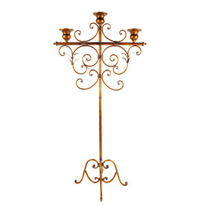 Candélabre en métal avec 5 bras patiné fini bougies faites à la main support d'éclairage à vendre décoration de fête la plus vendue - Product Image 2