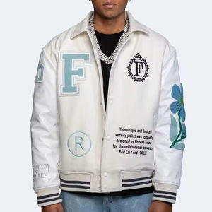 OEM personalizado de invierno de lana de chenilla bordado Vintage Varsity College chaqueta mangas de cuero chaqueta de Bombardero - Product Image 1