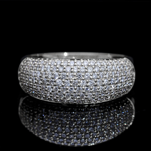 Glamorous Anillo de cúpula de diamante natural de oro de 14 quilates Elegancia radiante audaz con acabado de alto pulido de superficie de pavé completo - Product Image 3