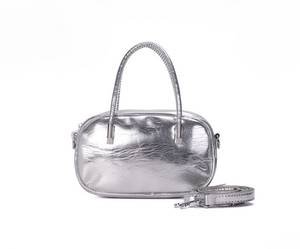 Borsa a mano metallizzata da ragazza con due cinghie, fodera in PU e chiusura con cerniera - Product Image 3
