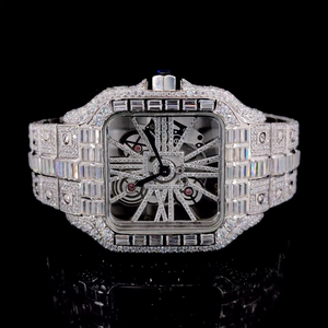 Montre Moissanite Iced Out au design Hip Hop élégant, unisexe, en acier inoxydable, mouvement mécanique - Product Image 1