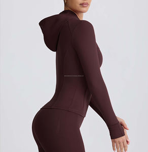 Veste de yoga à fermeture éclair nue pour femmes Running Slim-fit Fitness Wear Veste de sport à fermeture éclair avec logo - Product Image 4