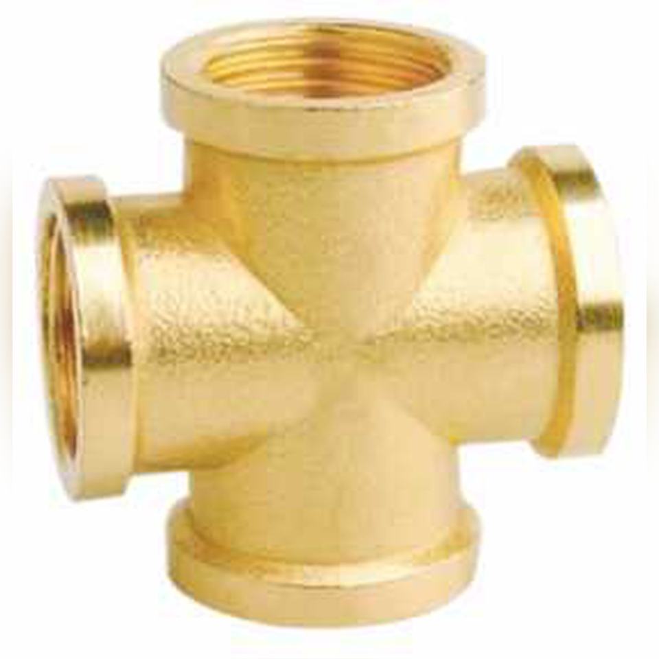 Factory Direct Brass Cross Fitting 4 Way Female Threaded Pipe Connector ...