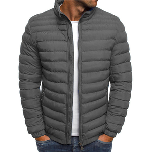 Veste d'hiver en laine matelassée pour hommes, coupe-vent à capuche bouffante, fermeture à glissière, style rue haute, logo avant, nouveau style de bombardier - Product Image 3