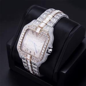 Reloj Cuadrado de Lujo con Diamantes Moissanite VVS, Corte Baguette, Totalmente Cubierto de Piedras, Certificado, Estilo Hip Hop, Cristal, Mecánico para Hombre - Product Image 3