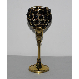Support de bougie de luxe en cristal doré, idéal pour la décoration de table de restaurant, d'hôtel et de mariage - Product Image 3