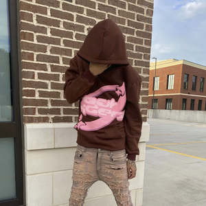 Sudadera con capucha de gran tamaño hecha a medida para hombre, sudadera pesada con técnica de tinte liso para invierno - Product Image 5