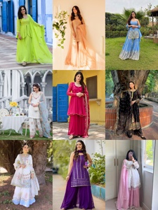 Sram-miroir de travail avec tissu en soie douce, couleur brun, avec blouse indienne, création de styliste, - Product Image 5