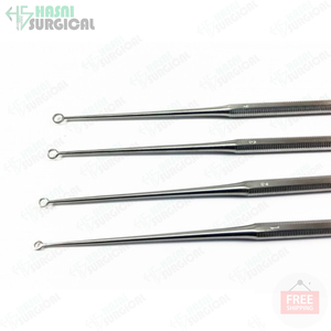 Curettes d'oreille Buck émoussées droites en acier inoxydable de qualité allemande Offre Spéciale CE ISO approuvé logo personnalisé Hadsni Surgical - Product Image 2